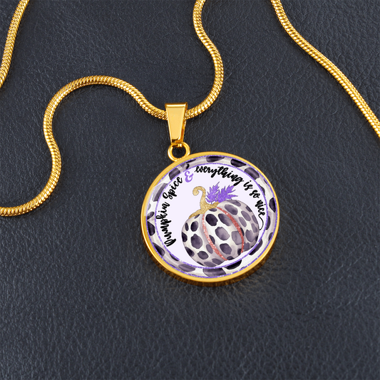 Fall Pumpkin Spice Spotted Purple Circle Luxury Necklace