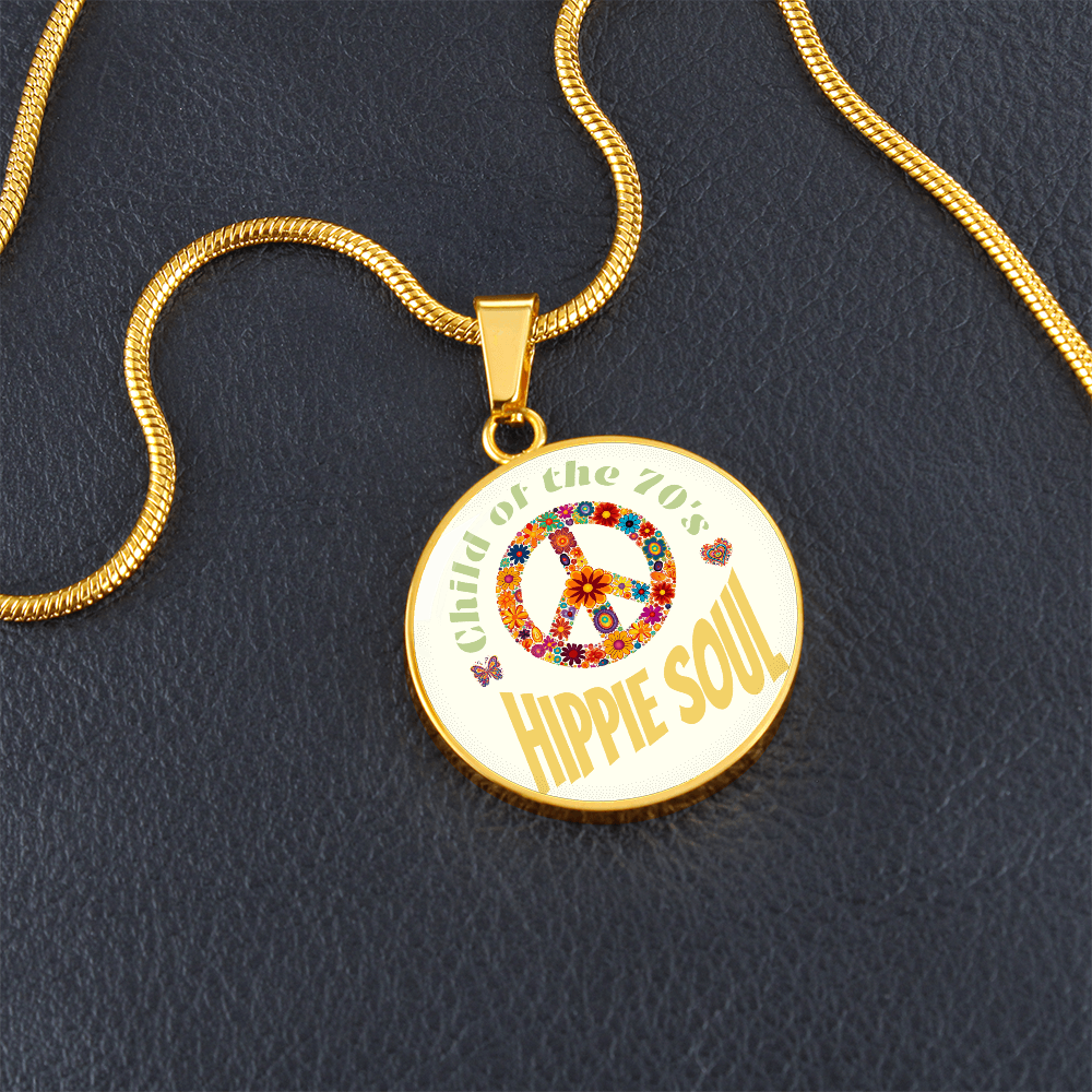 Child of the 70's Hippie Soul Graphic Round Necklace