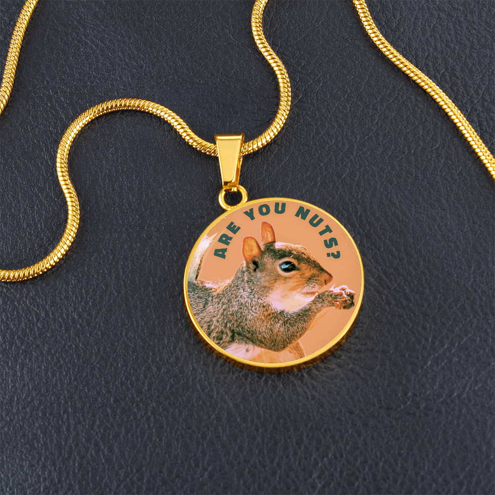 Are You Nuts? Funny Squirrel Round Graphic Necklace