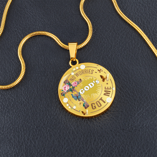 God's Got Me Graphic Luxury Round Necklace