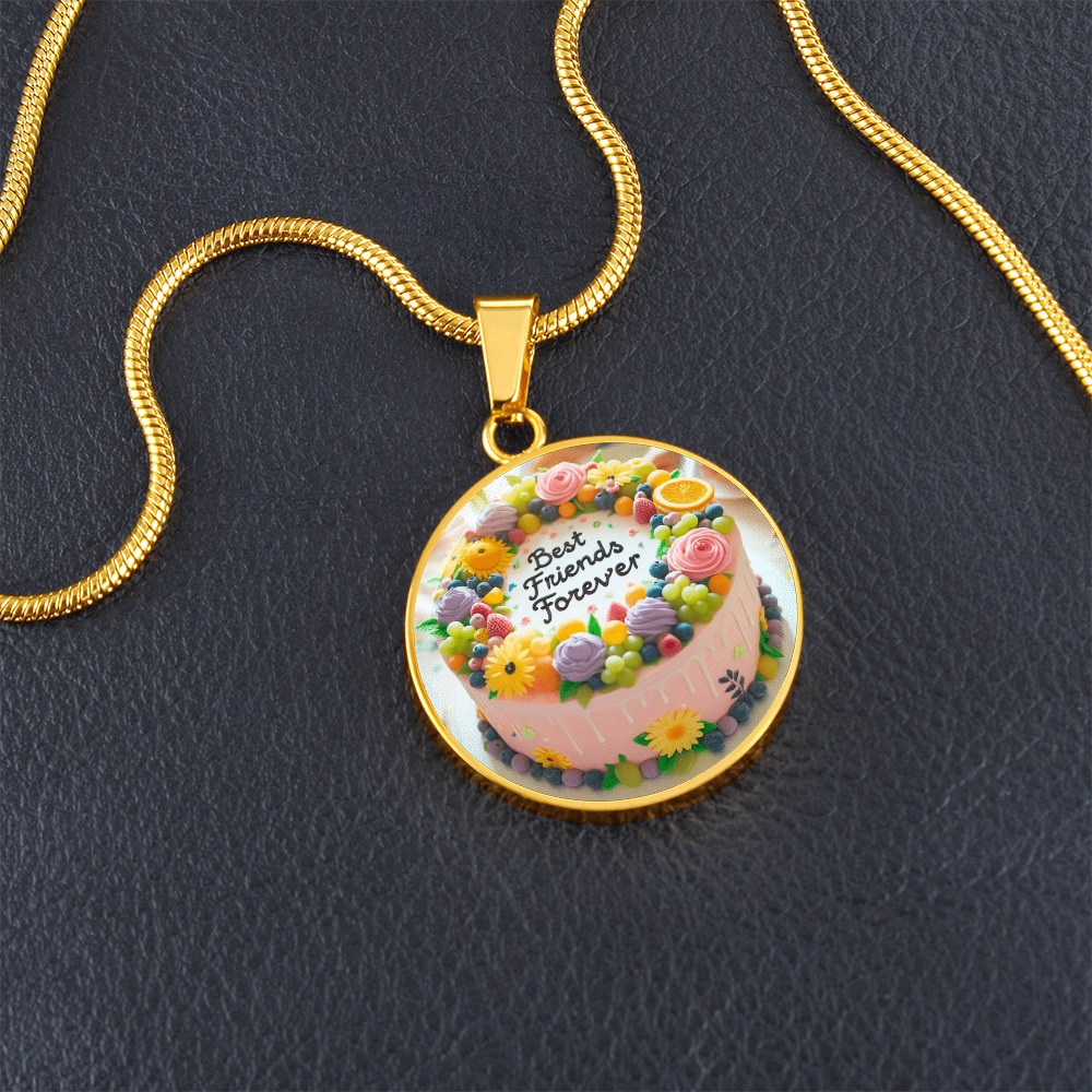 Best Friends Forever Cake Circle Graphic Necklace