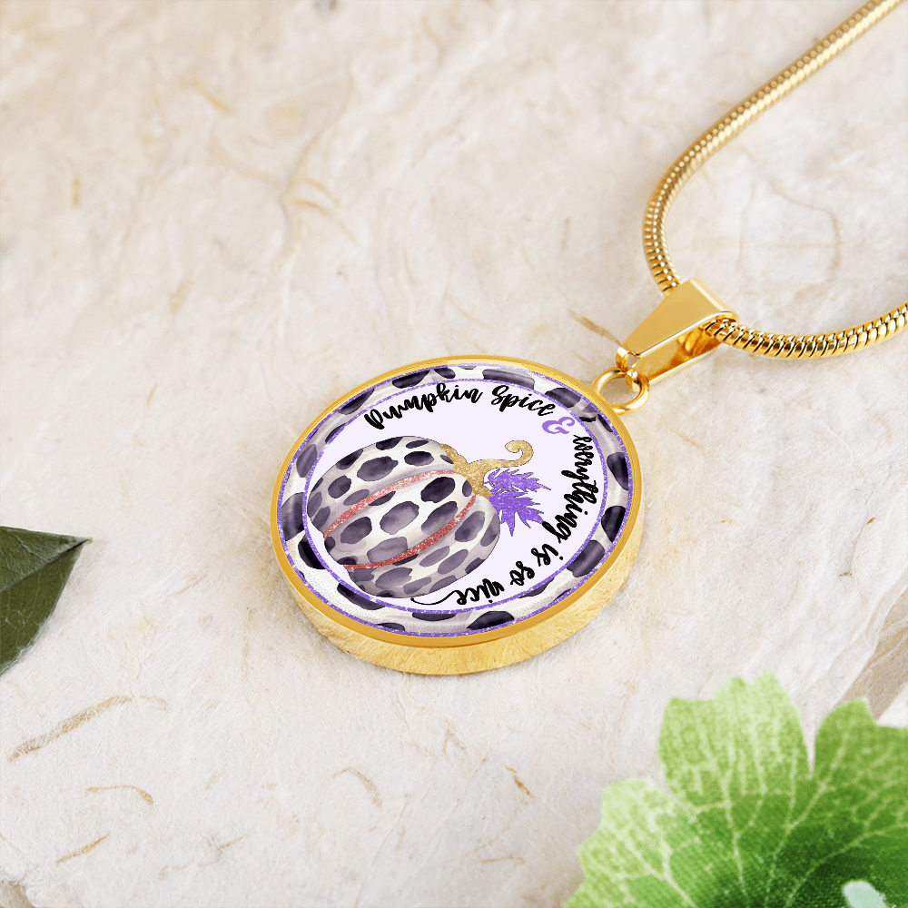 Fall Pumpkin Spice Spotted Purple Circle Luxury Necklace