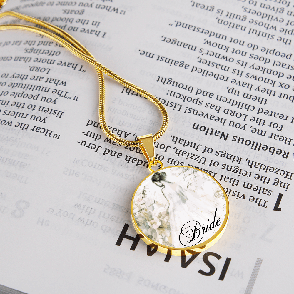 Vintage Bride Design Round Graphic Luxury Necklace