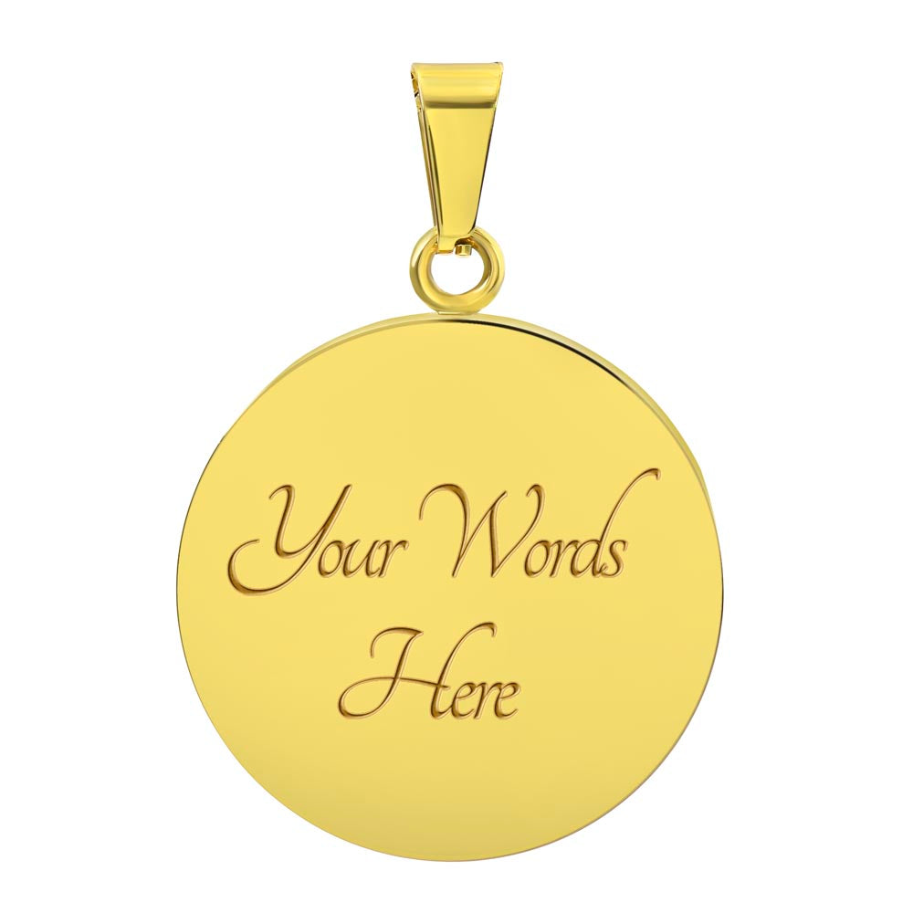 Happy Anniversary with Flowers Round Graphic Necklace