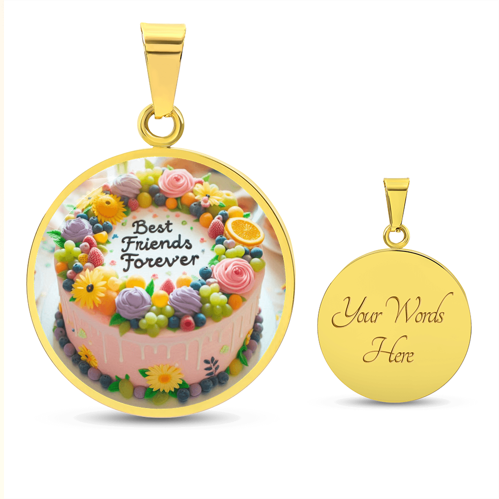 Best Friends Forever Cake Circle Graphic Necklace