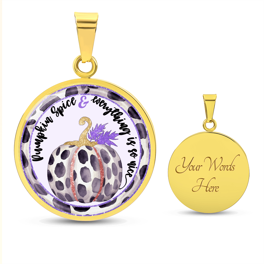 Fall Pumpkin Spice Spotted Purple Circle Luxury Necklace