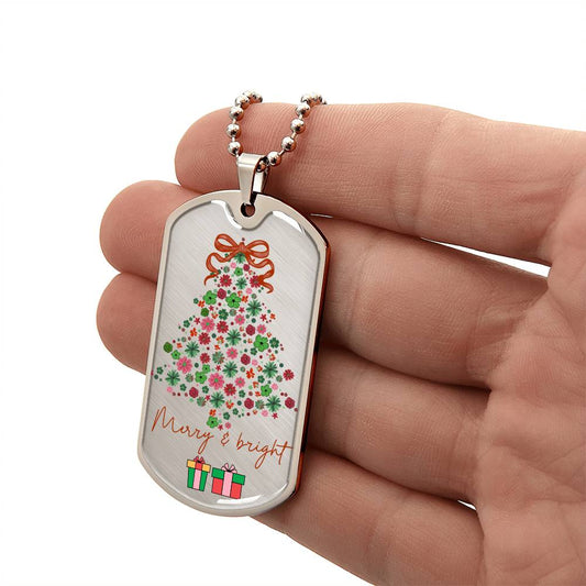 Christmas Merry & Bright Luxury Dog Tags Necklace