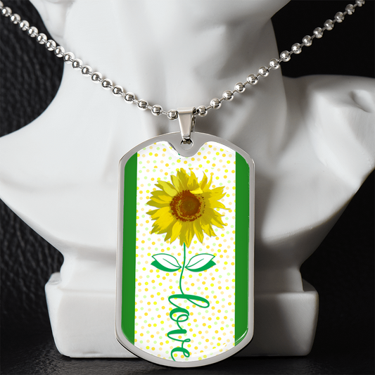 With Love Sunflower Graphic Dog Tags Necklace