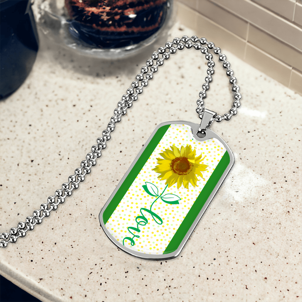 With Love Sunflower Graphic Dog Tags Necklace