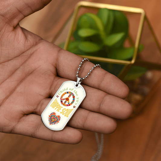 Child of the 70s Hippie Soul Graphic Dog Tags Necklace