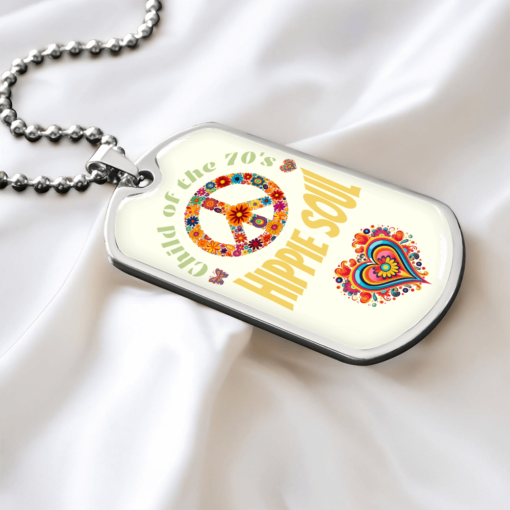 Child of the 70s Hippie Soul Graphic Dog Tags Necklace