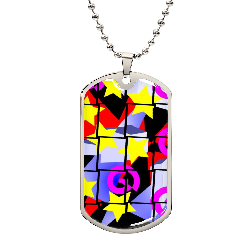 1980's Abstract Pattern Graphic Military Dog Tags