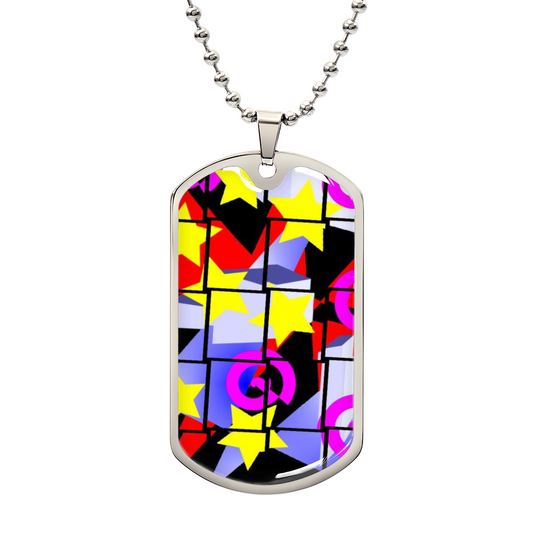 1980's Abstract Pattern Graphic Dog Tags