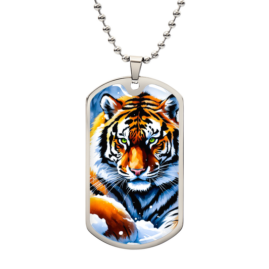 Tiger Graphic Design Dog Tags