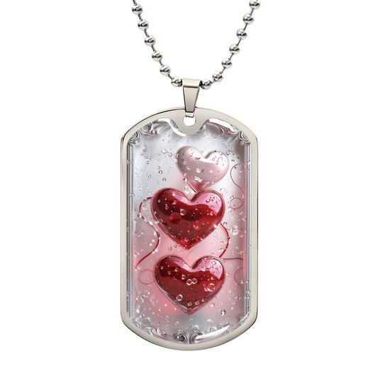 Framed Hearts Graphic Dog Tags Necklace