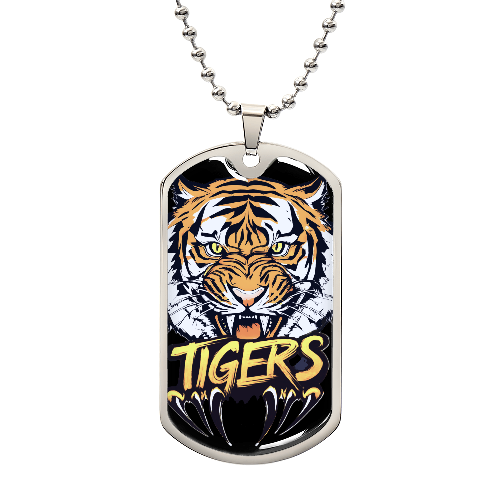 Ferocious Tiger with Claws Graphic Dog Tags Necklace