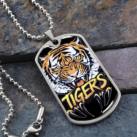 Ferocious Tiger with Claws Graphic Dog Tags Necklace