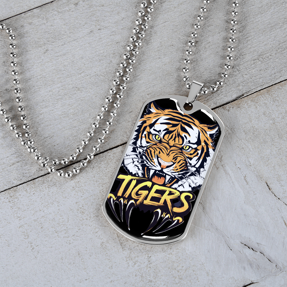 Ferocious Tiger with Claws Graphic Dog Tags Necklace