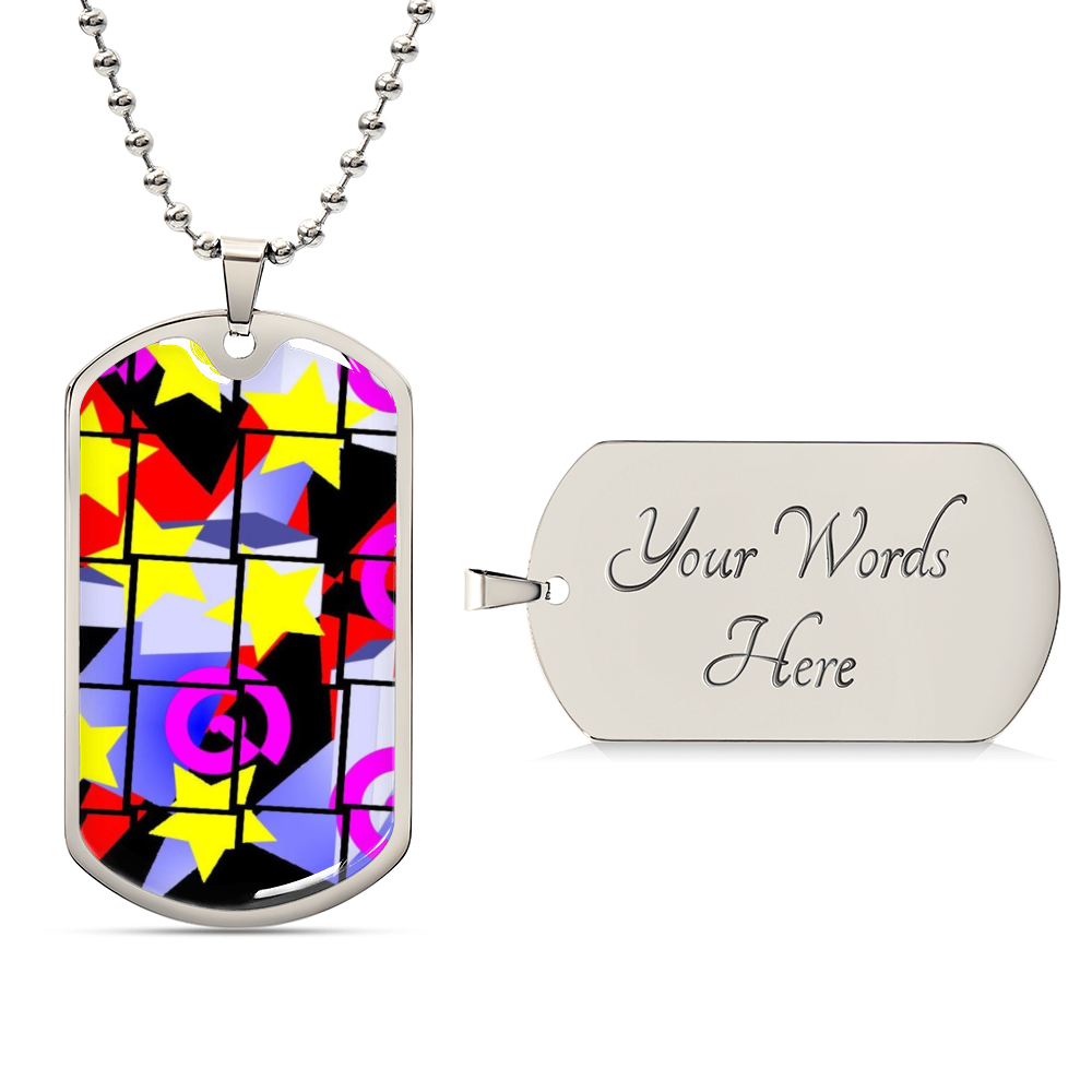 1980's Abstract Pattern Graphic Military Dog Tags