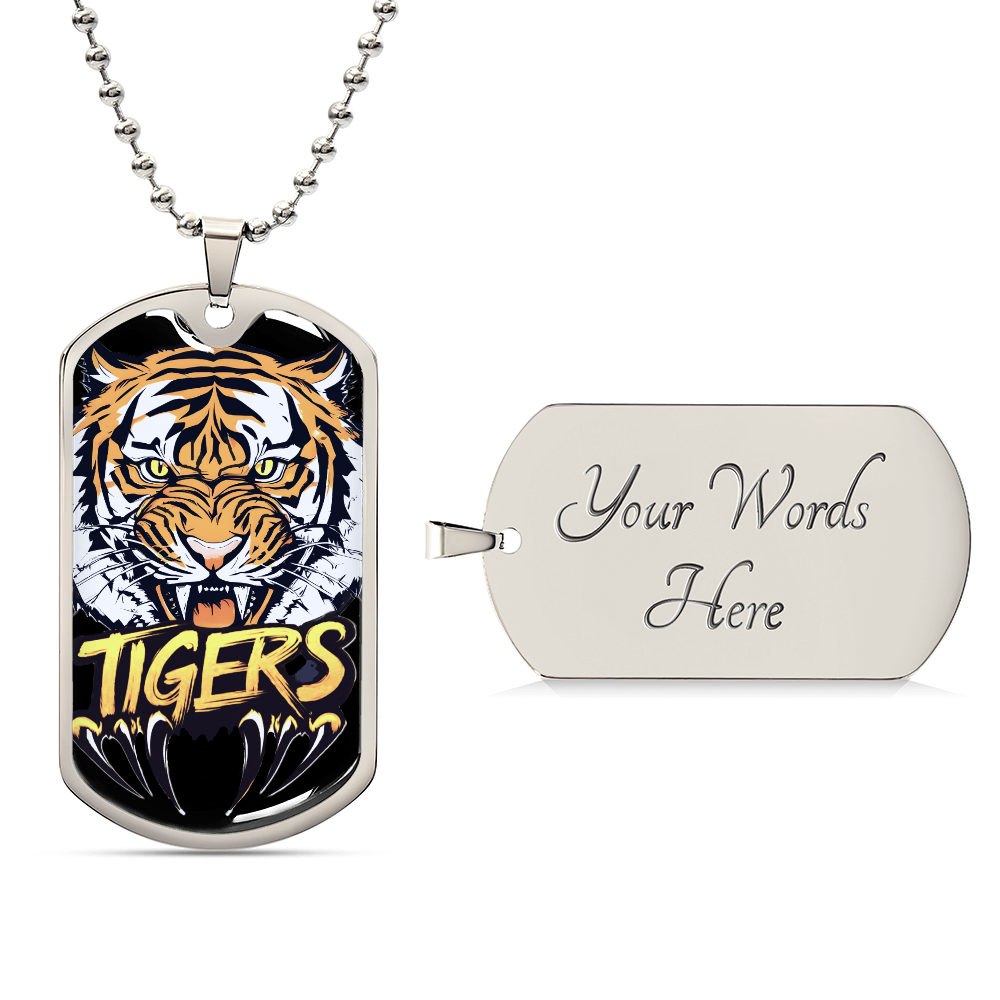 Ferocious Tiger with Claws Graphic Dog Tags Necklace