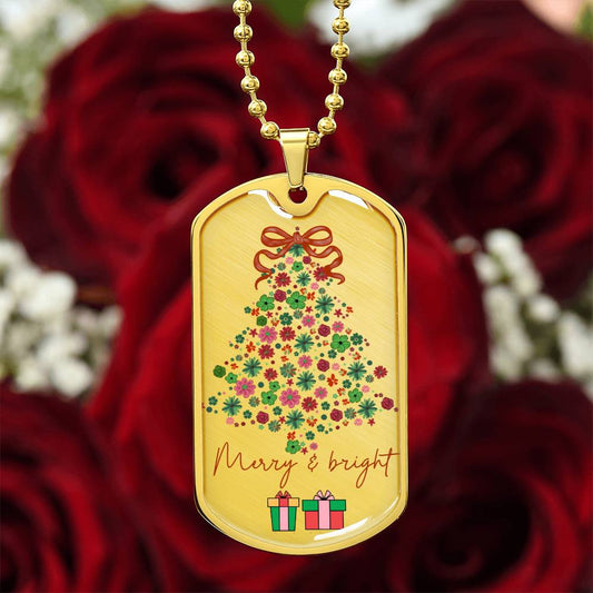 Christmas Merry & Bright Luxury Dog Tags Necklace