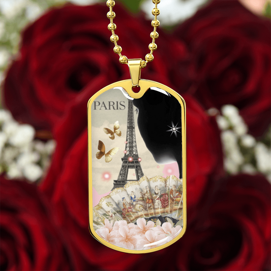 Paris France Fashion Design Graphic Dog Tags Necklace
