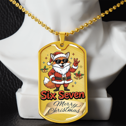 Christmas Fox Six Seven Graphic Dog Tags Necklace
