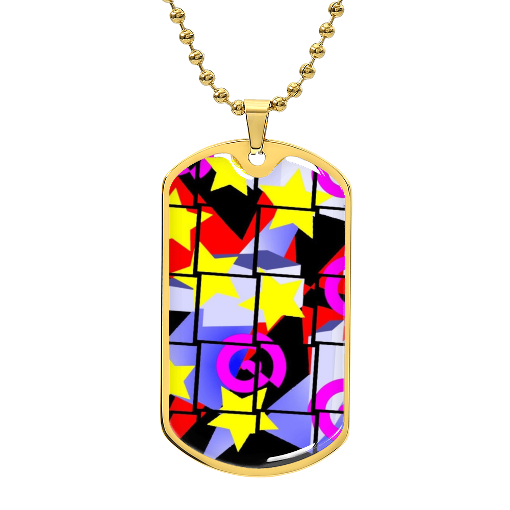 1980's Abstract Pattern Graphic Military Dog Tags