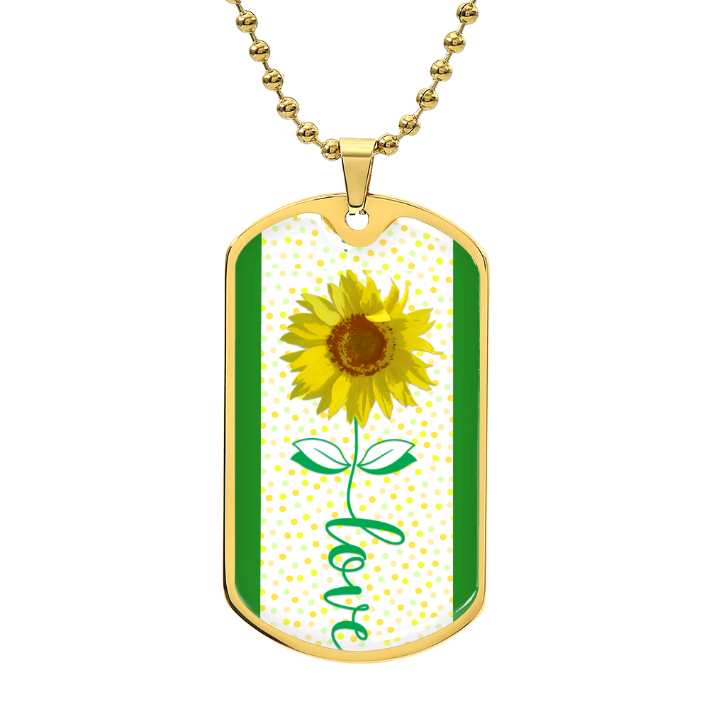 With Love Sunflower Graphic Dog Tags Necklace