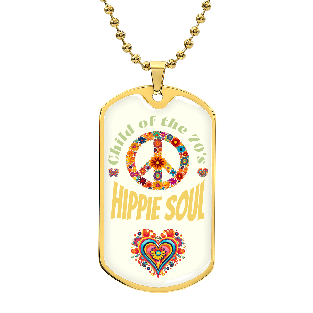 Child of the 70s Hippie Soul Graphic Dog Tags Necklace