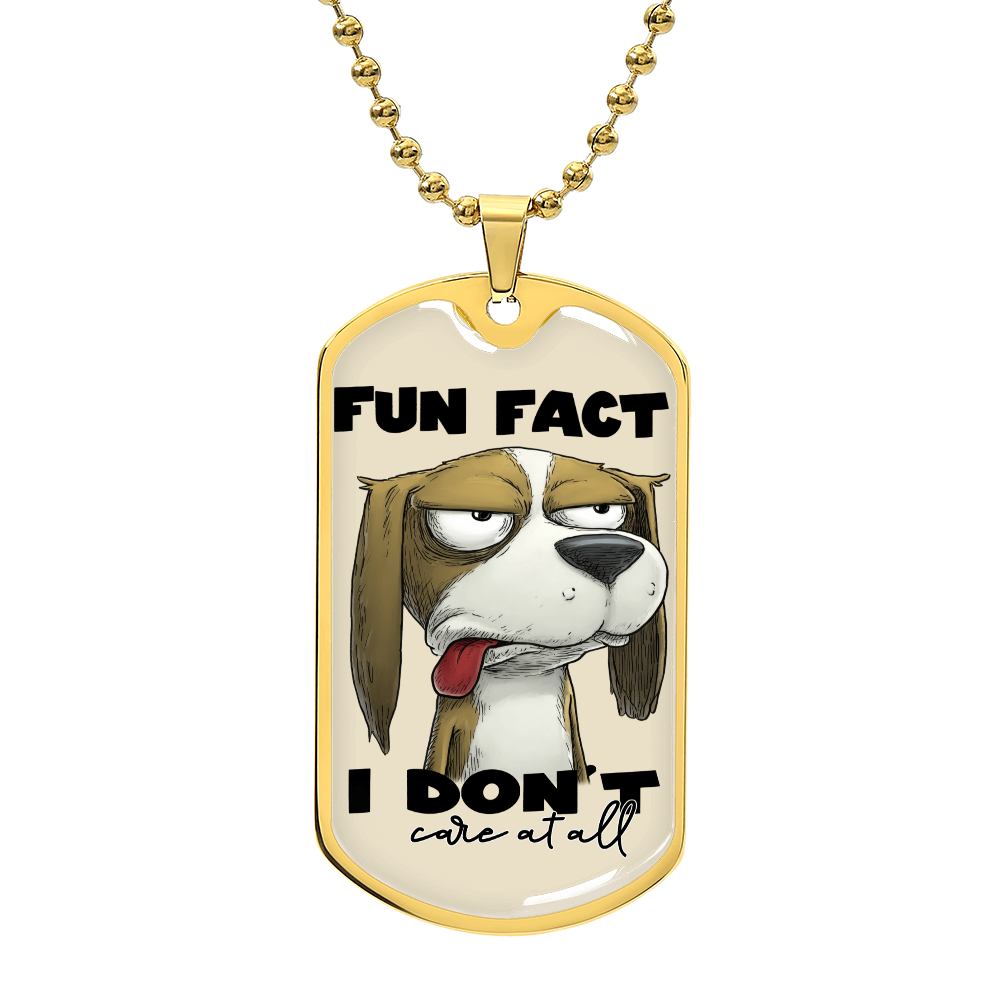 Fun Fact I Don't Care At All Graphic Dog Tags Necklace