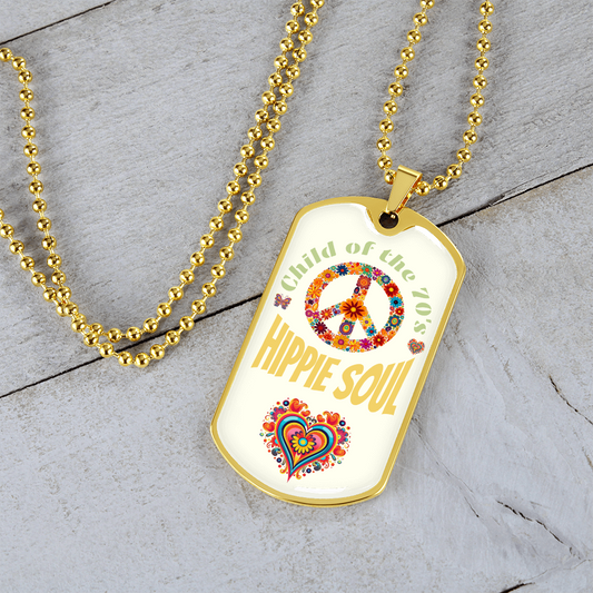 Child of the 70s Hippie Soul Graphic Dog Tags Necklace