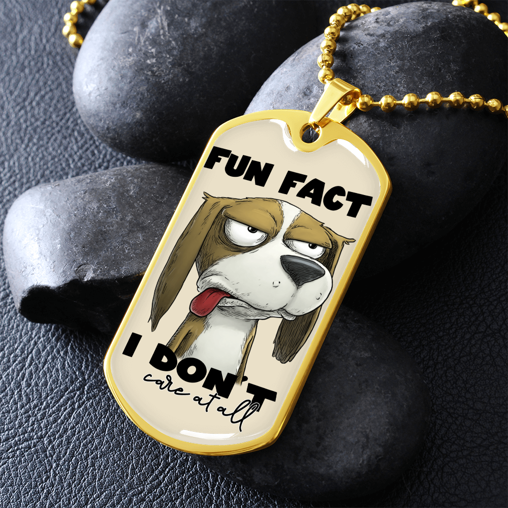 Fun Fact I Don't Care At All Graphic Dog Tags Necklace