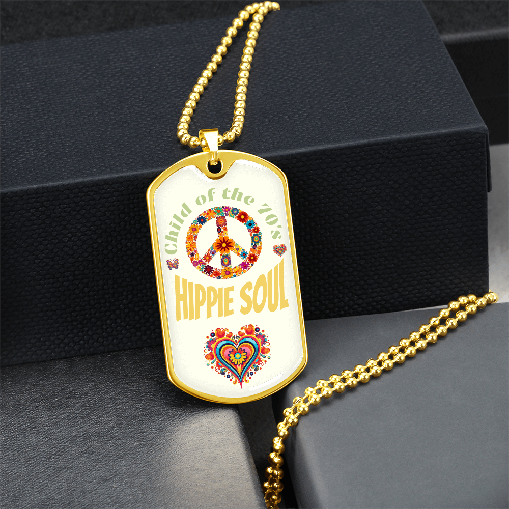 Child of the 70s Hippie Soul Graphic Dog Tags Necklace