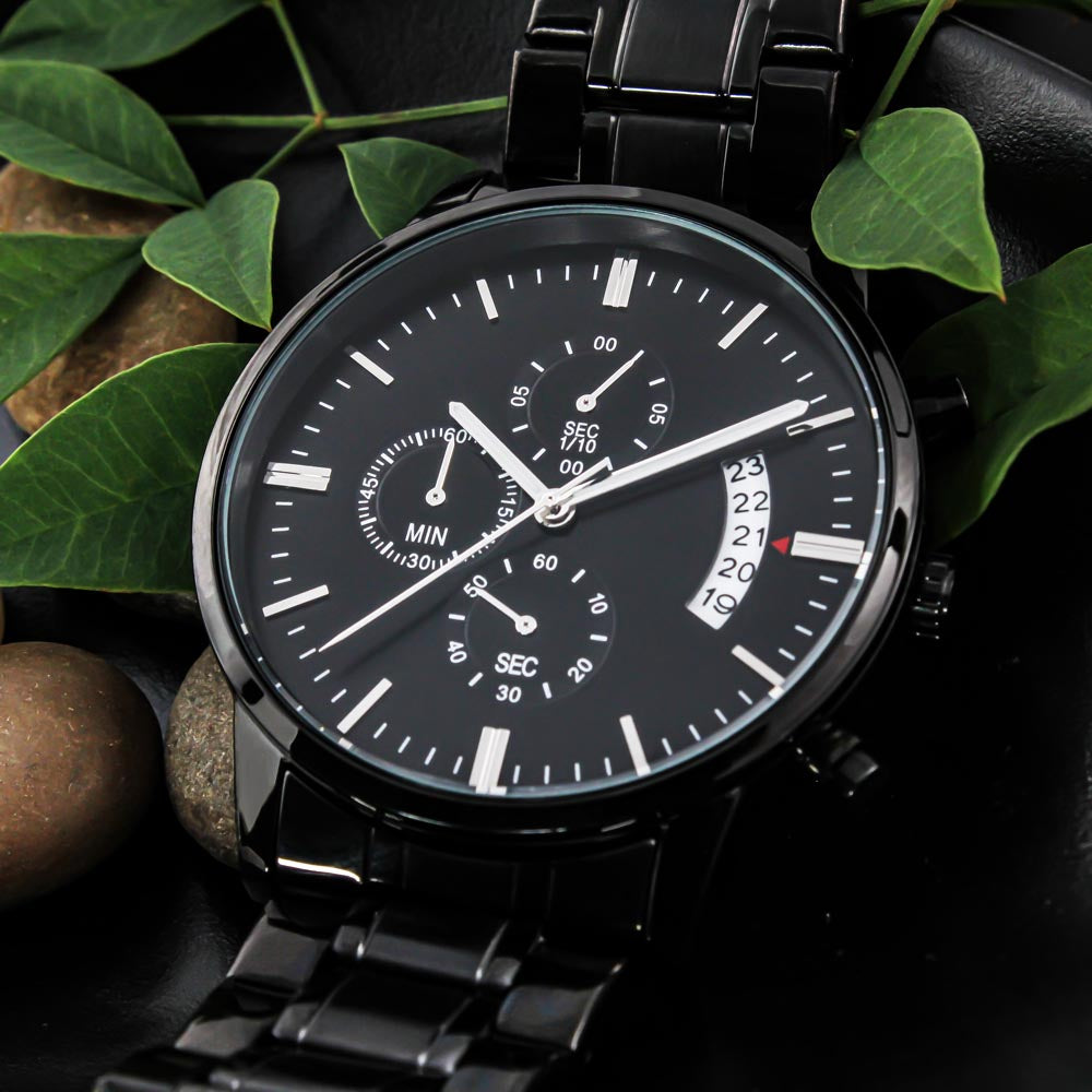 Salt & Light Faith Based Engraved Black Chronograph Watch