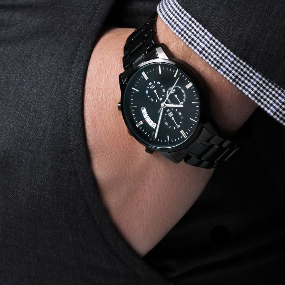 Salt & Light Faith Based Engraved Black Chronograph Watch
