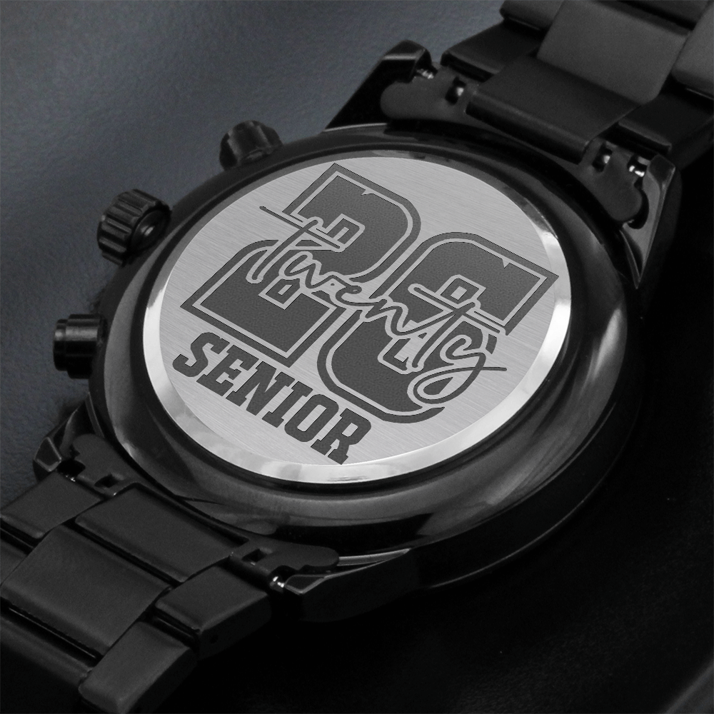 Senior 2026 Graduation Engraved Black Chronograph Watch