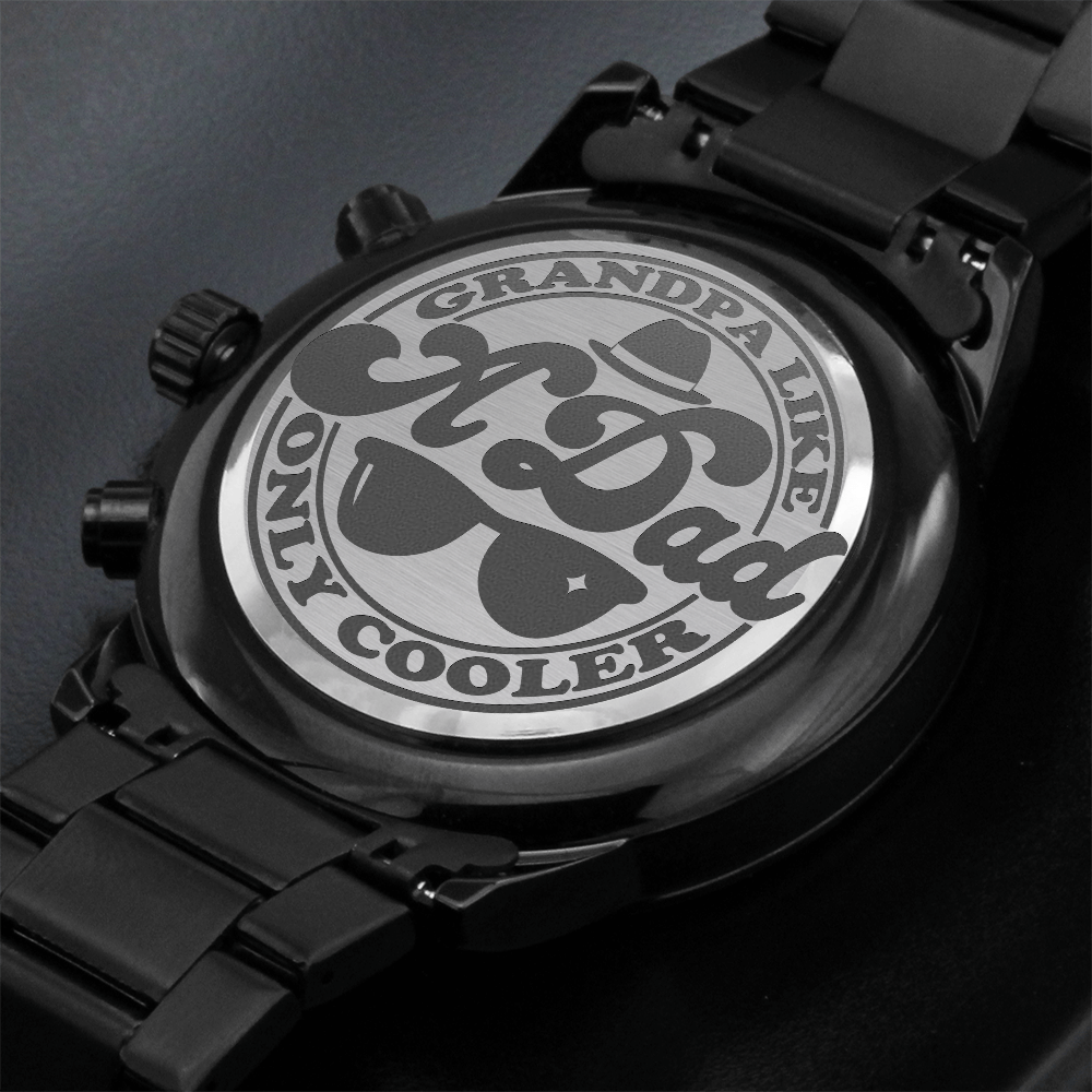 Grandpa Like a Dad Only Cooler Engraved Black Chronograph Watch