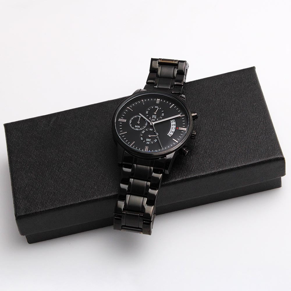 The Love Between Father & Son is Forever Engraved Black Chronograph Watch