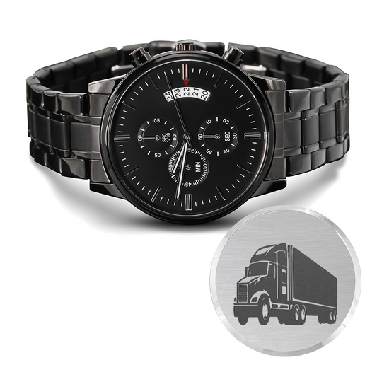 18-wheeler Truck Driver Engraved Black Watch