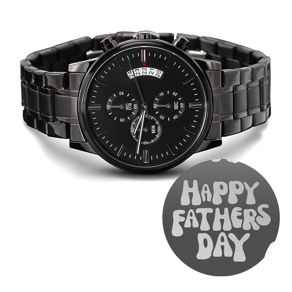 Happy Father's Day Black Graphic Luxury Watch