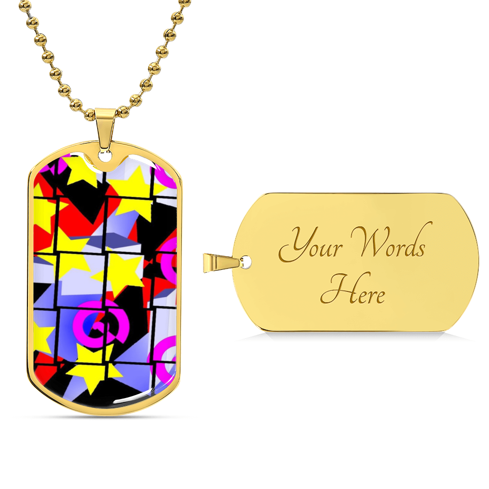 1980's Abstract Pattern Graphic Military Dog Tags