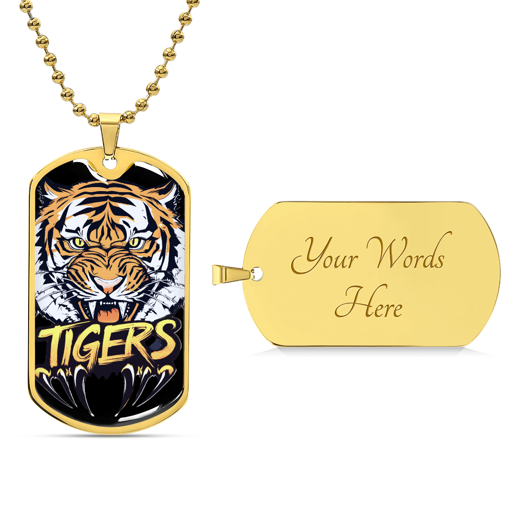 Ferocious Tiger with Claws Graphic Dog Tags Necklace