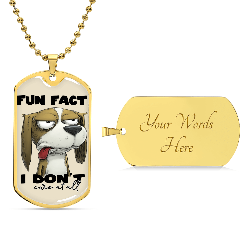 Fun Fact I Don't Care At All Graphic Dog Tags Necklace