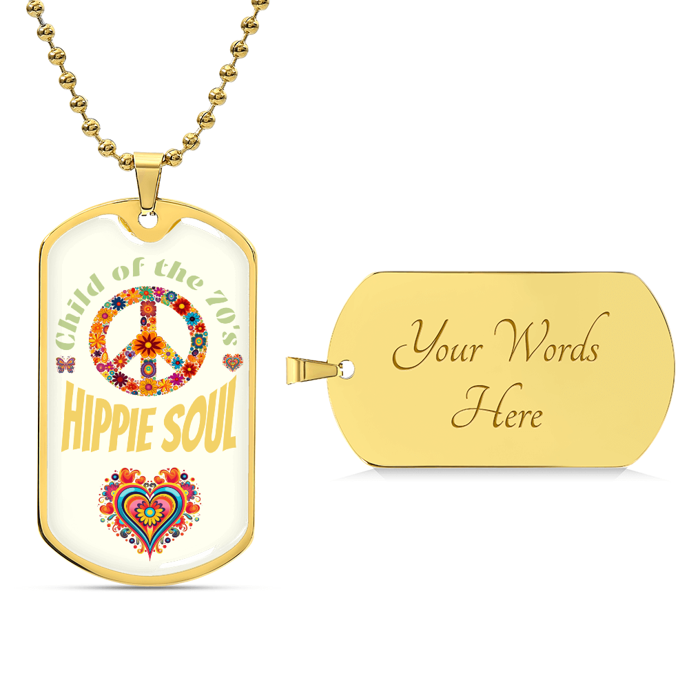Child of the 70s Hippie Soul Graphic Dog Tags Necklace