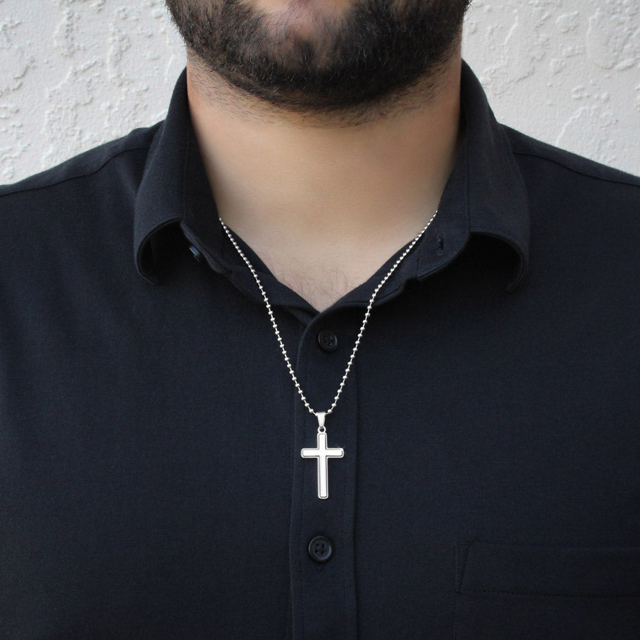 Bless the Lord Oh My Soul Faith Based Artisan Crafted Cross Necklace with Ball Chain