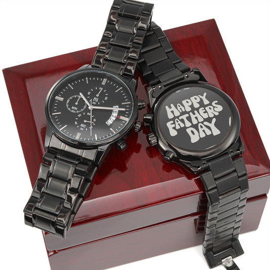 Happy Father's Day Black Graphic Luxury Watch