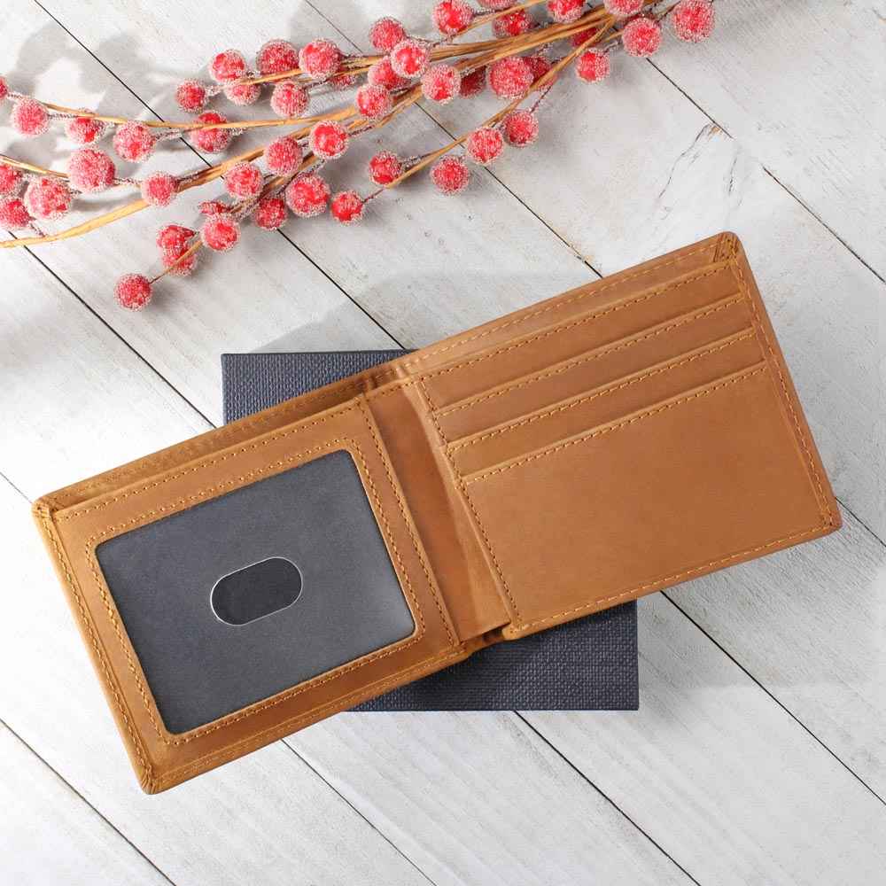 To the Coolest Dad Firefighter Graphic Leather Wallet