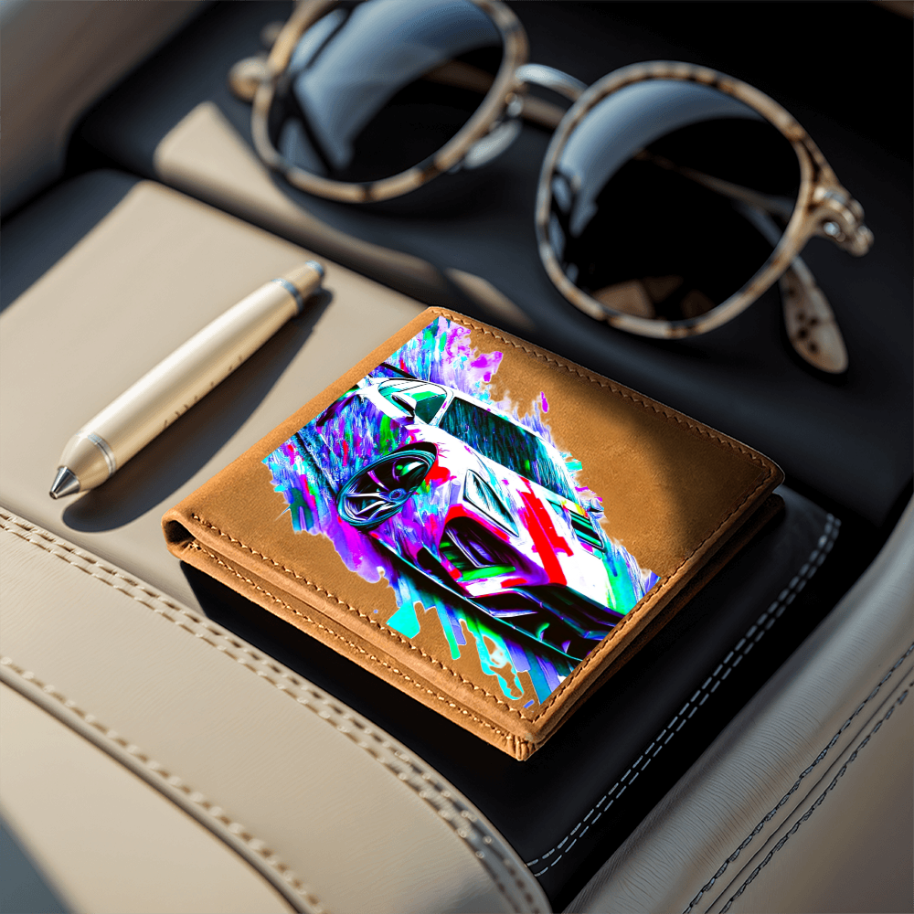 Flashy Sports Car Graphic Leather Wallet