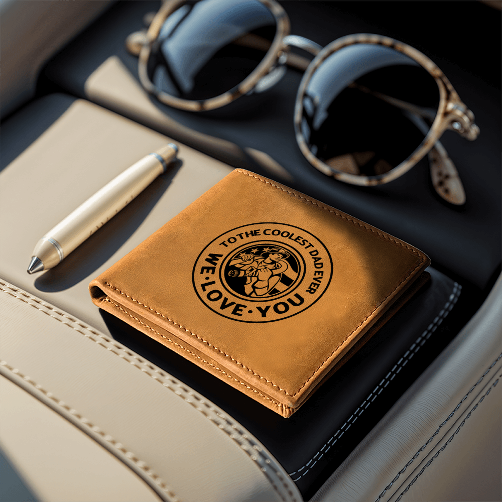 To the Coolest Dad Firefighter Graphic Leather Wallet